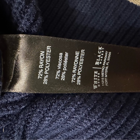 White House Black Market Midnight Blue Knit Top Size Extra Small - Picture 4 of 6